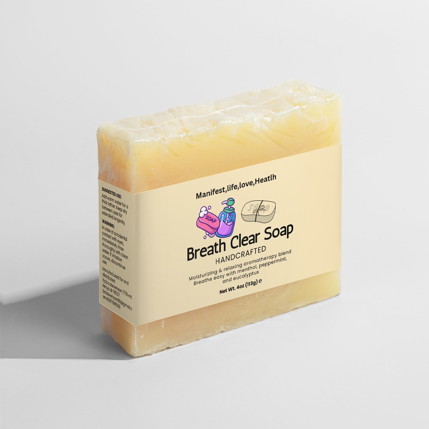 Manifest,Life,Love,Health, Breathe Clear Soap